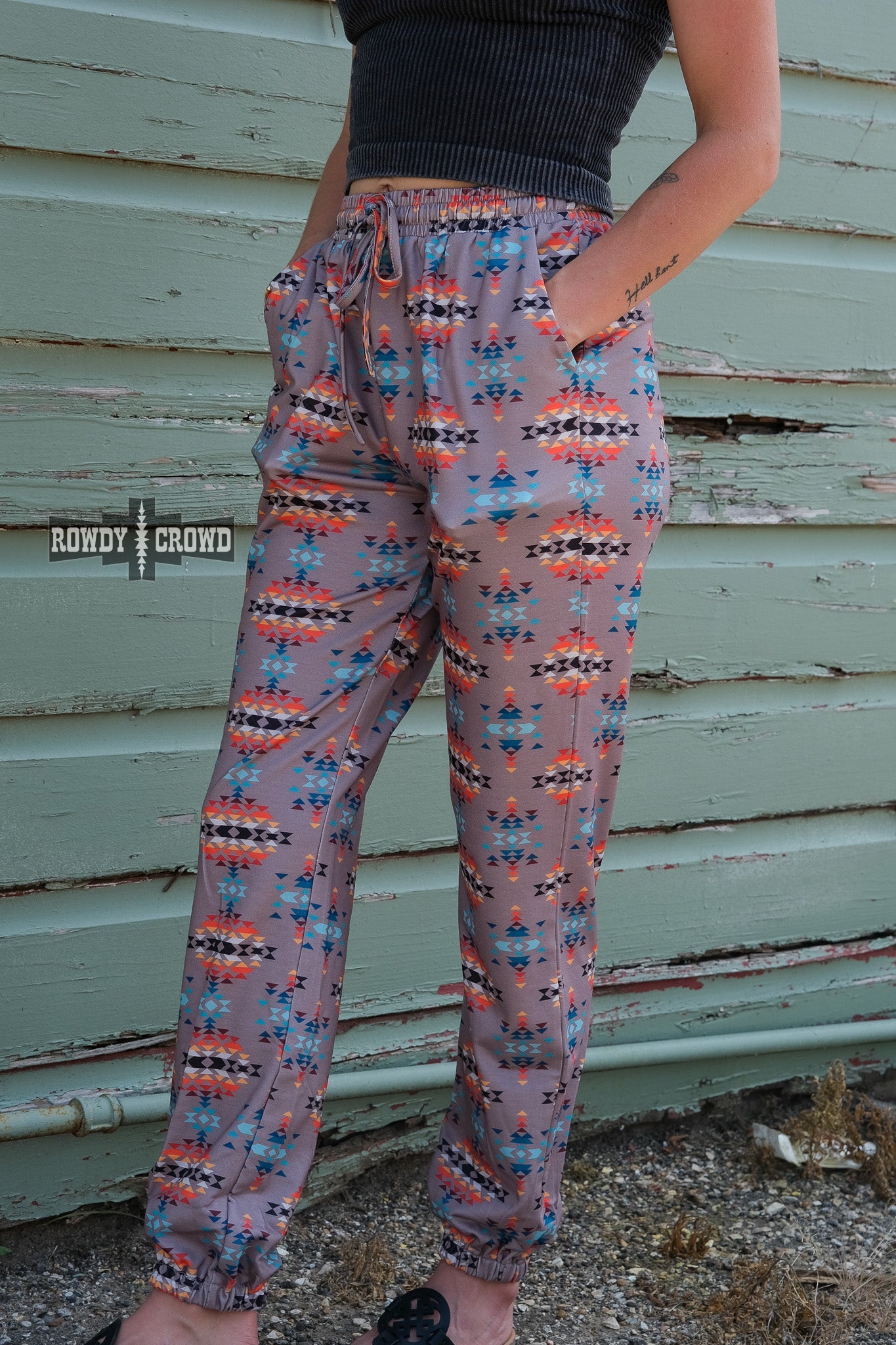 Western Apparel, Western pants, Western Fashion, Western Boutique, Western Wholesale, cowgirl pants, western outfits, western attire, western style pants, western aztec print pants, wholesale clothing, aztec print pants, western jogger style pants, western joggers, western lounge pants, western aztec joggers