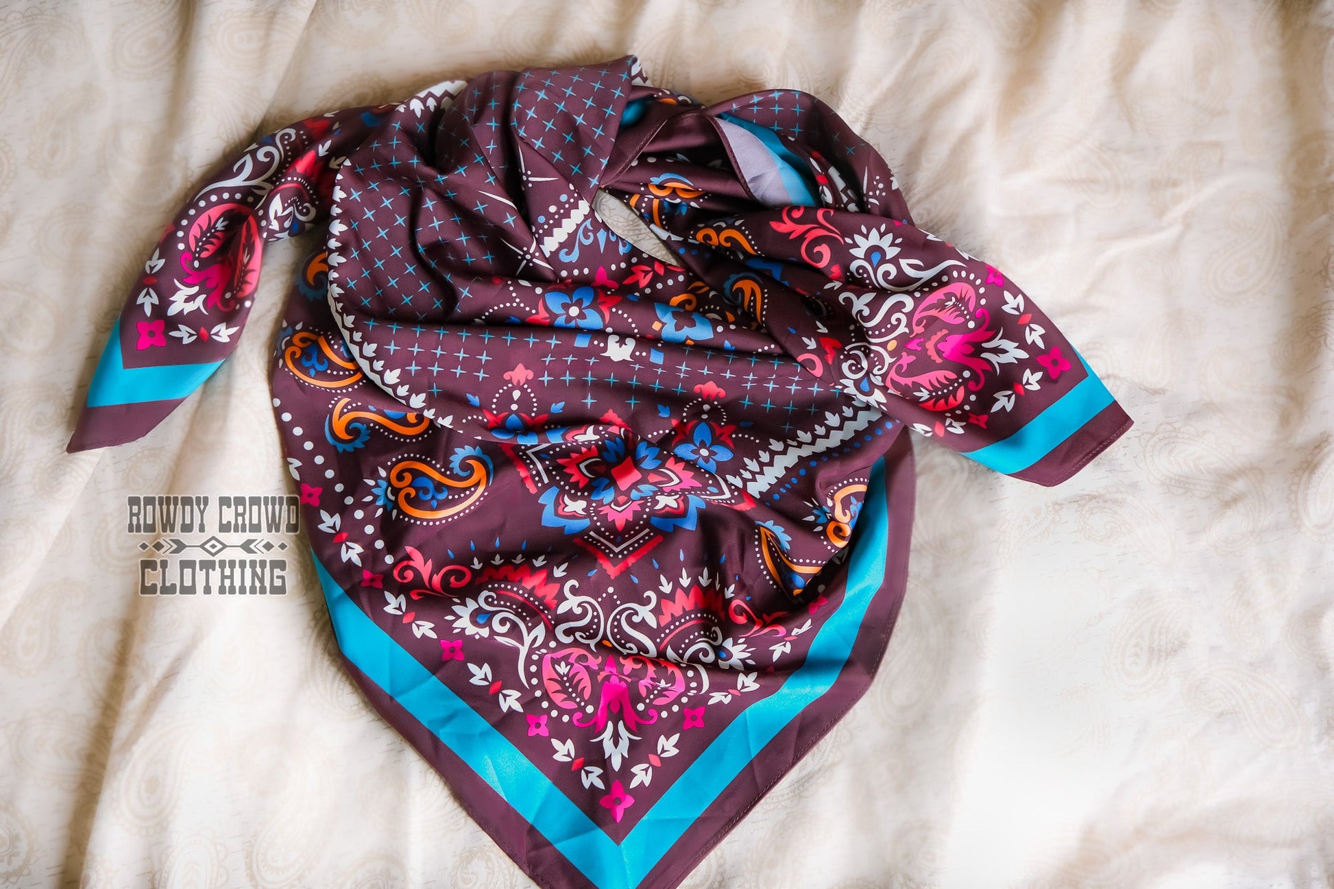 Women's scarf, Western Accessories, Western Apparel, Western Wholesale, western wild rags, cowboy rags, cowboy scarf, Wholesale Accessories, Wholesale Apparel, colorful wild rags, bright wild rags, paisley print, paisley wild rag