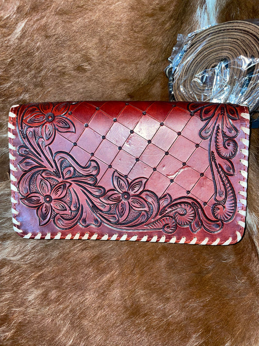 WHIP STITCH CROSSBODY WALLET